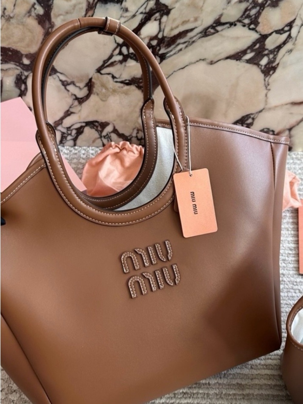 Miu Miu Brown Leather Tote Bag